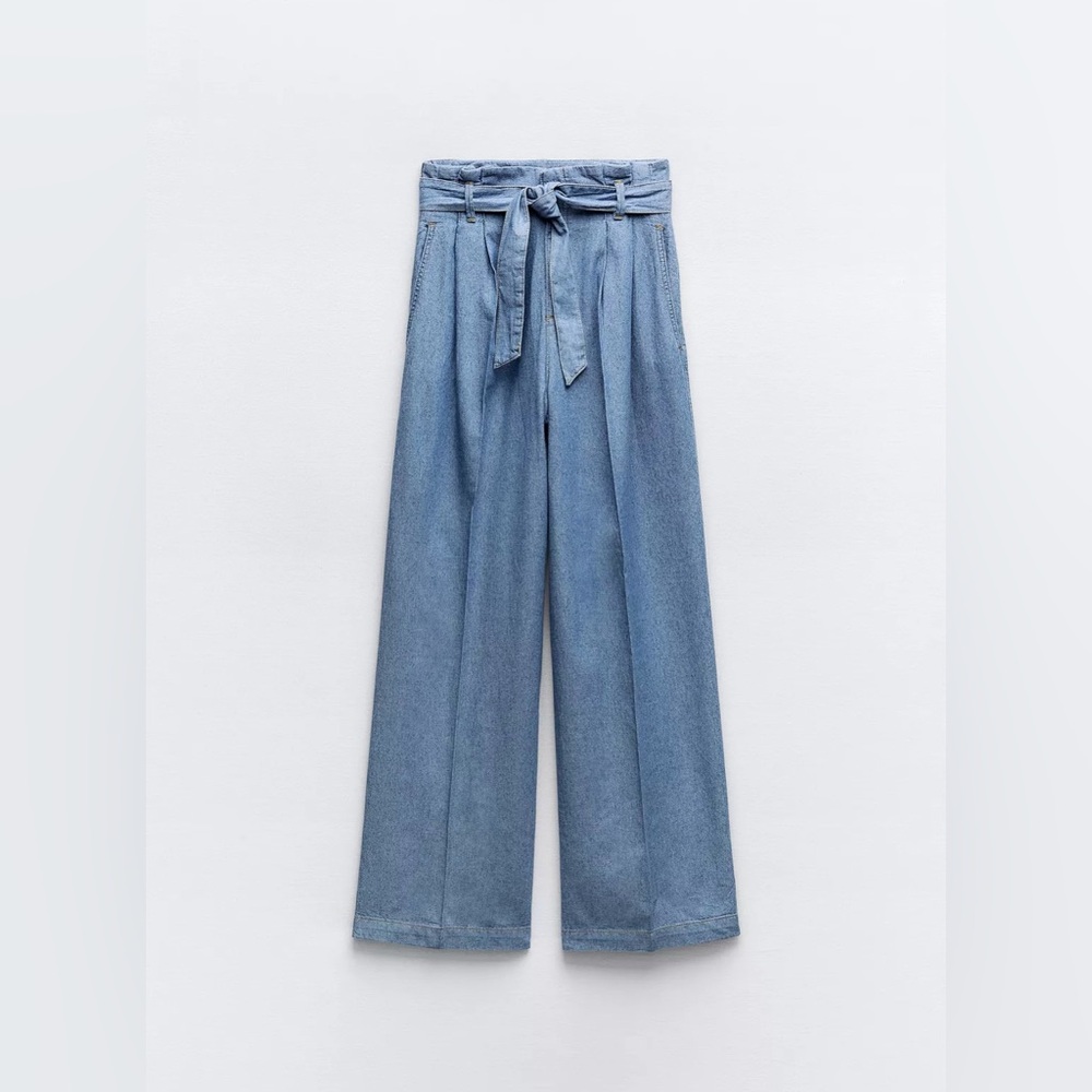 Zara High-Waisted Wide-Leg Denim Pants
